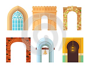 Arch design architecture construction frame classic, column structure gate door facade and gateway building ancient