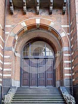 Arch doorway and stairs of the inner courtyard of the Copenhagen City Hall Council Building