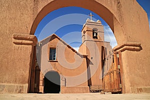 Arch of the Entrance to the Church of San Pedro de Atacama, Historical Monument in El Loa Province of Northern Chile