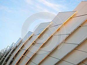 Arch of the football stadium. Part of a sports facility. Sports complex engineering. Complex design