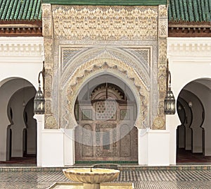 Arch and fountain in a Moroccan town