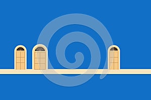 Arch or Full Springline Window on Blue Wall - Stock Illustration