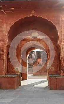 Arch gate in interior of Jaigarh Fort. Jaipur. India
