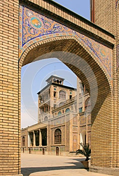 The arch in Golestan Palace near Edifice of the Sun (Shams ol Emareh) in Tehran city, Iran.