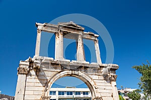 Arch of Hadrian in Athens, Greece during summer sunny day