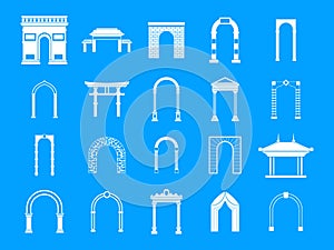 Arch icon blue set vector