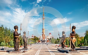 Arch of Independence in sunset. Ashkhabad. Turkmenistan