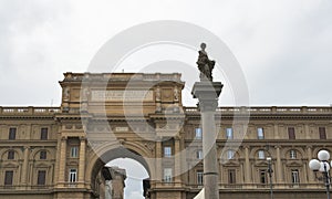 Arch with inscription on Piazza della Repubblica in Florence