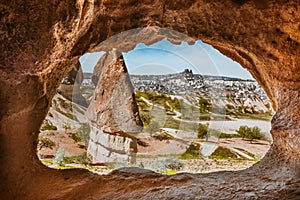 Arch in limestone in Goreme National Park, Cappadocia