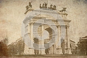 Arch of peace Milan Italy old postcard