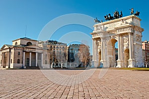 Arch of Peace of Sempione Gate in Milan