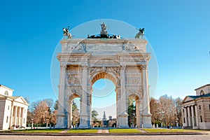 Arch of Peace of Sempione Gate in Milan