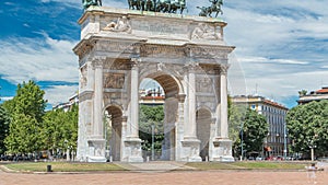 Arch of Peace in Simplon Square timelapse. It is a neoclassical triumph arch