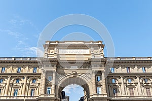 Arch at Piazza della Repubblica in Florence, Italy photo