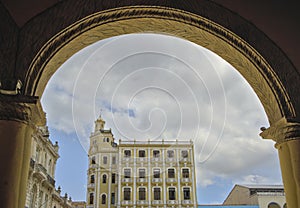 Arch on the Plaza Vieja in Habana, Cuba