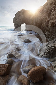 Arch of Port Blanc at Quiberon coastline