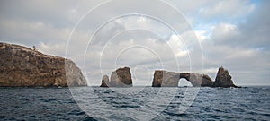 Arch Rock and Lighthouse of Anacapa Island of the Channel Islands National Park off the gold coast of California United States