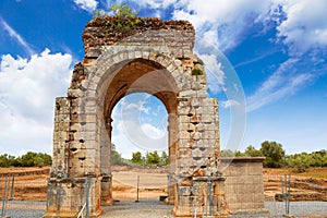 Arch roman of Caparra in Spain Extremadura