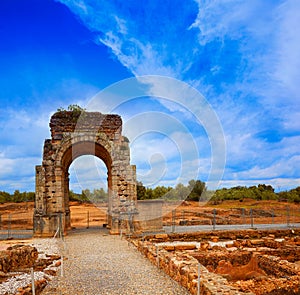 Arch roman of Caparra in Spain Extremadura photo