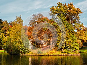 Arch-a Ruin on an island in Tsaritsyno Park. Moscow