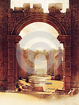 Arch in a ruined ancient Egyptian temple