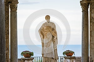 Arch with a statue at the entrance to the Terrace of Infinity or Terrazza dell`Infinito, Villa Cimbrone, Ravello  village, Amalfi photo