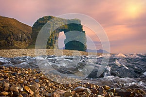 Arch of Steller. Massive stone arch