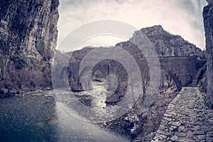 Arch stone bridge on Vikos gorge