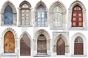 Arch style doors with limestone edges