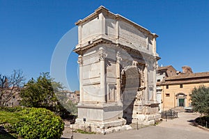 The Arch of Titus Arco di Tito, Arcus Titi. Honorific arch, located on the Via Sacra, Rome photo