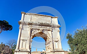 The Arch of Titus on the Via Sacra, Rome, Italy.