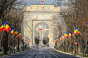 The Arch of Triumph Arcul de Triumf from Bucharest Romania, National day