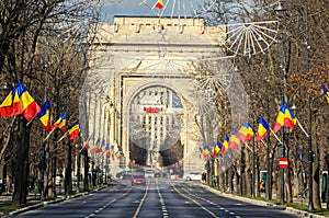 The Arch of Triumph Arcul de Triumf from Bucharest Romania, National day photo