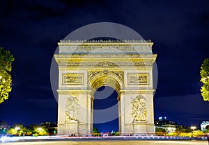 Arch of Triumph at night, Paris