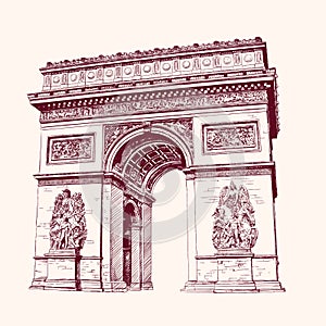 Arch of Triumph, Paris. hand drawn