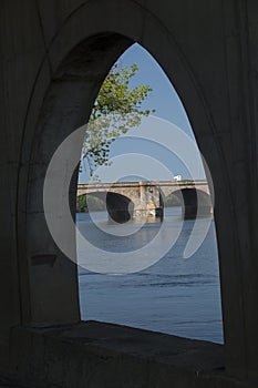 Arch under the Founders Bridge at Hartford, Connecticut.