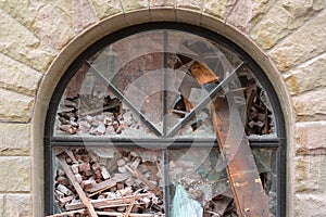 Arch Window of Building Being Demolished in downtown Portland OR