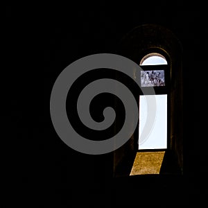 Arch window in an old church in Karabagh