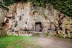 Archaeological area City of Sutri, Italy. Dug out of tufa photo