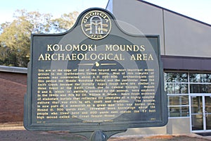Archaeological Area Sign board at Kolomoki state park