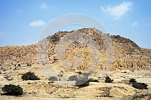 the archaeological center of Tucume in Lambayeque-PERU,Chimu culture adobe pyramid in ruins