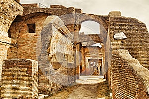 Archaeological excavations in Ostia Antica: Caseggiato of Serapide