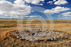 Archaeological excavations on the site of ancient Scythian burials of Pazyryk culture on the river Ak-Alaha, where was found the m