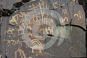 Archaeological and graffiti on stones