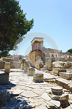 Archaeological landmark - Knossos Palace on the island of Crete, Greece, April 2018.