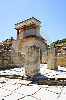 Archaeological landmark - Knossos Palace on the island of Crete, Greece, April 2018.