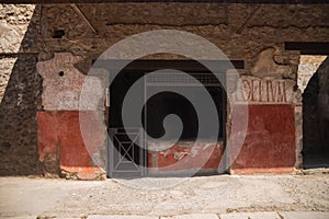 Archaeological park of Pompeii. An ancient city that tragically perished under lava. Old dilapidated houses, villas. Internal