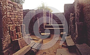 The archaeological remains of the Buddhist Monuments at Sanchi, Bhopal, Madhya Pradesh, India