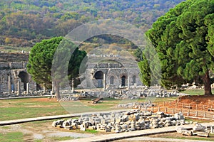 Archaeological Ruins of the Commercial Agora in Ephesus Turkey