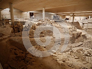 The archaeological site of Akrotiri with access for the public. Greek heritage. No one`s property. Santorini island, Greece. photo